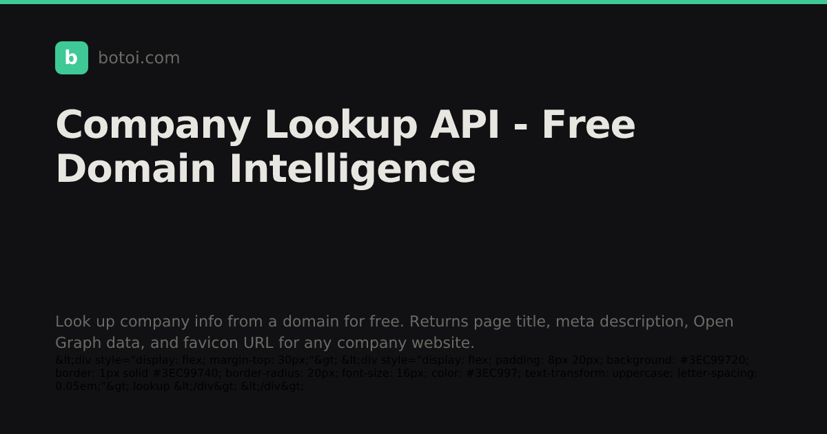 Company Lookup API - Free Domain Intelligence | Botoi